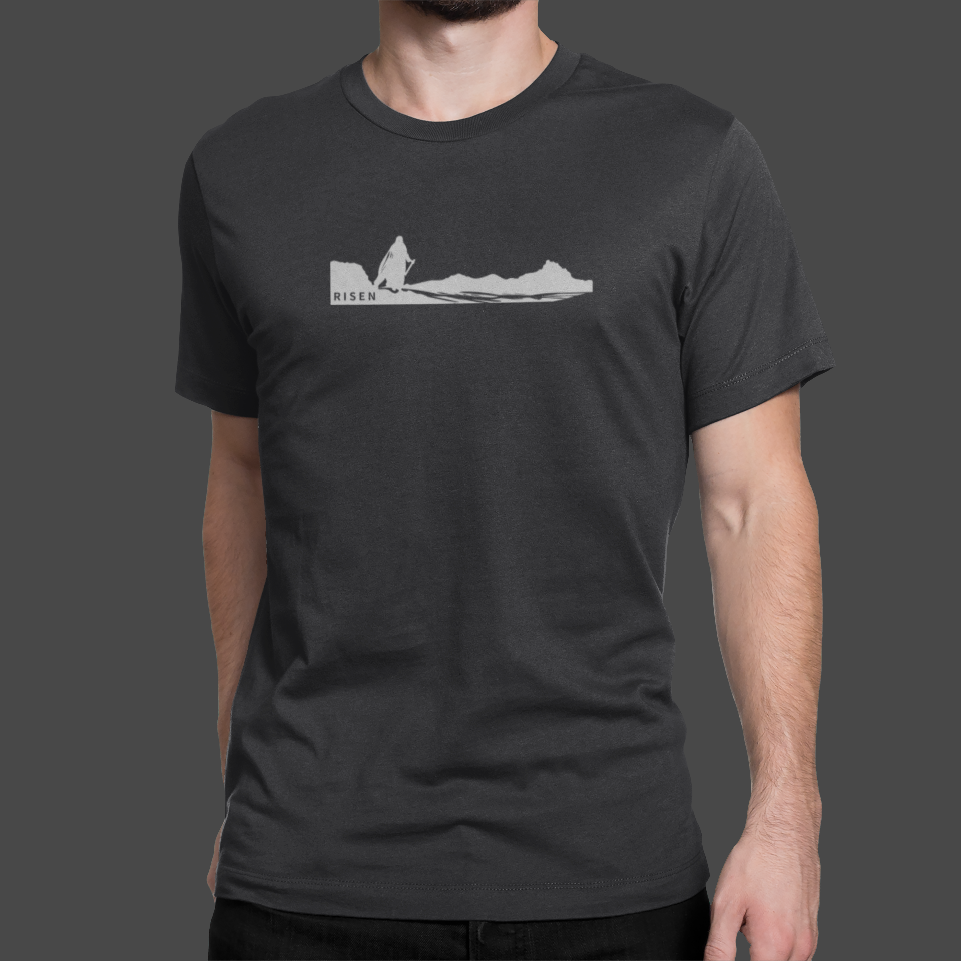 The Way Forward Men’s Christian T-Shirt featuring a RISEN graphic on a premium sueded jersey tee.