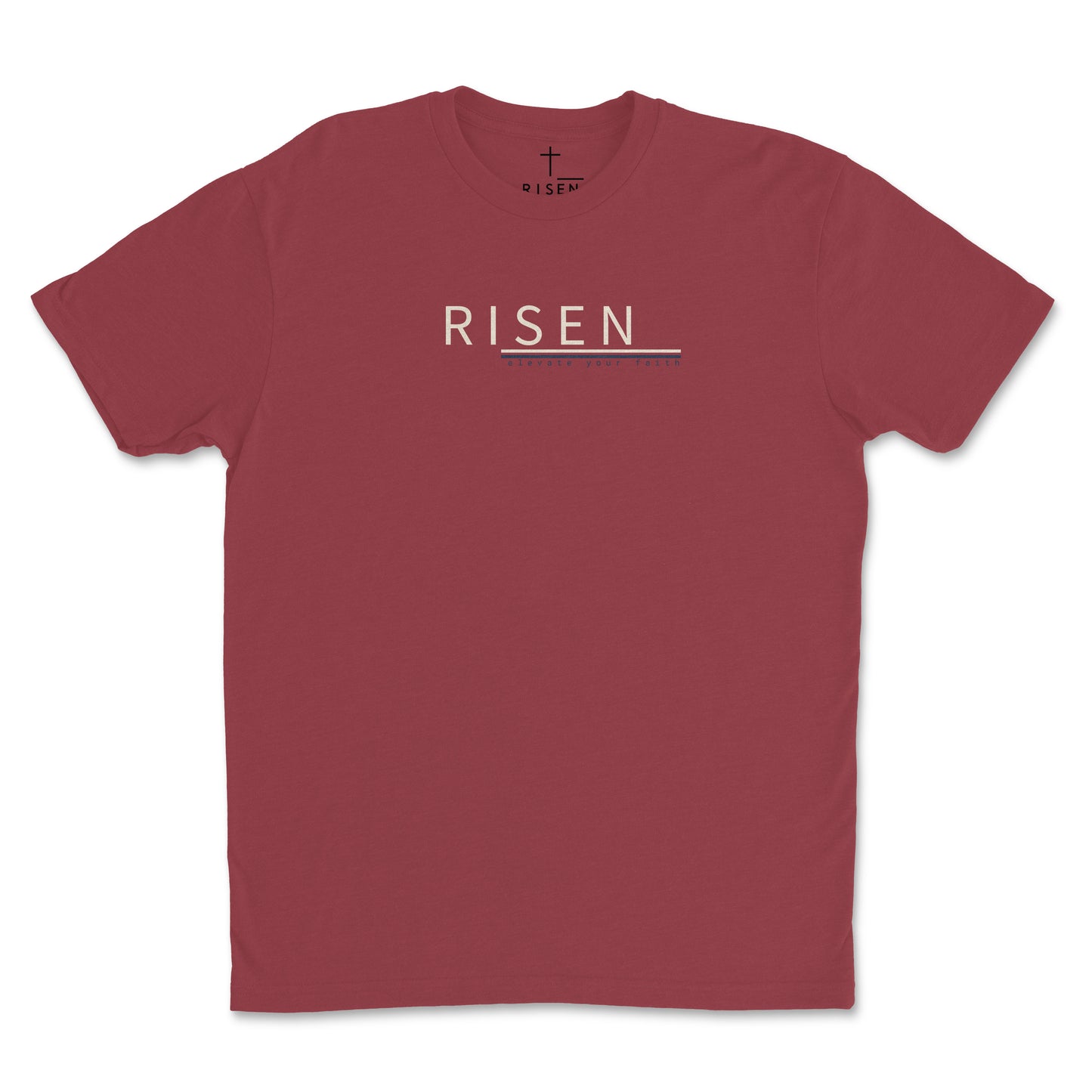Sueded Jersey T-Shirt – RISEN Premium Graphic Tee in burgundy color with a modern fit and comfortable style.