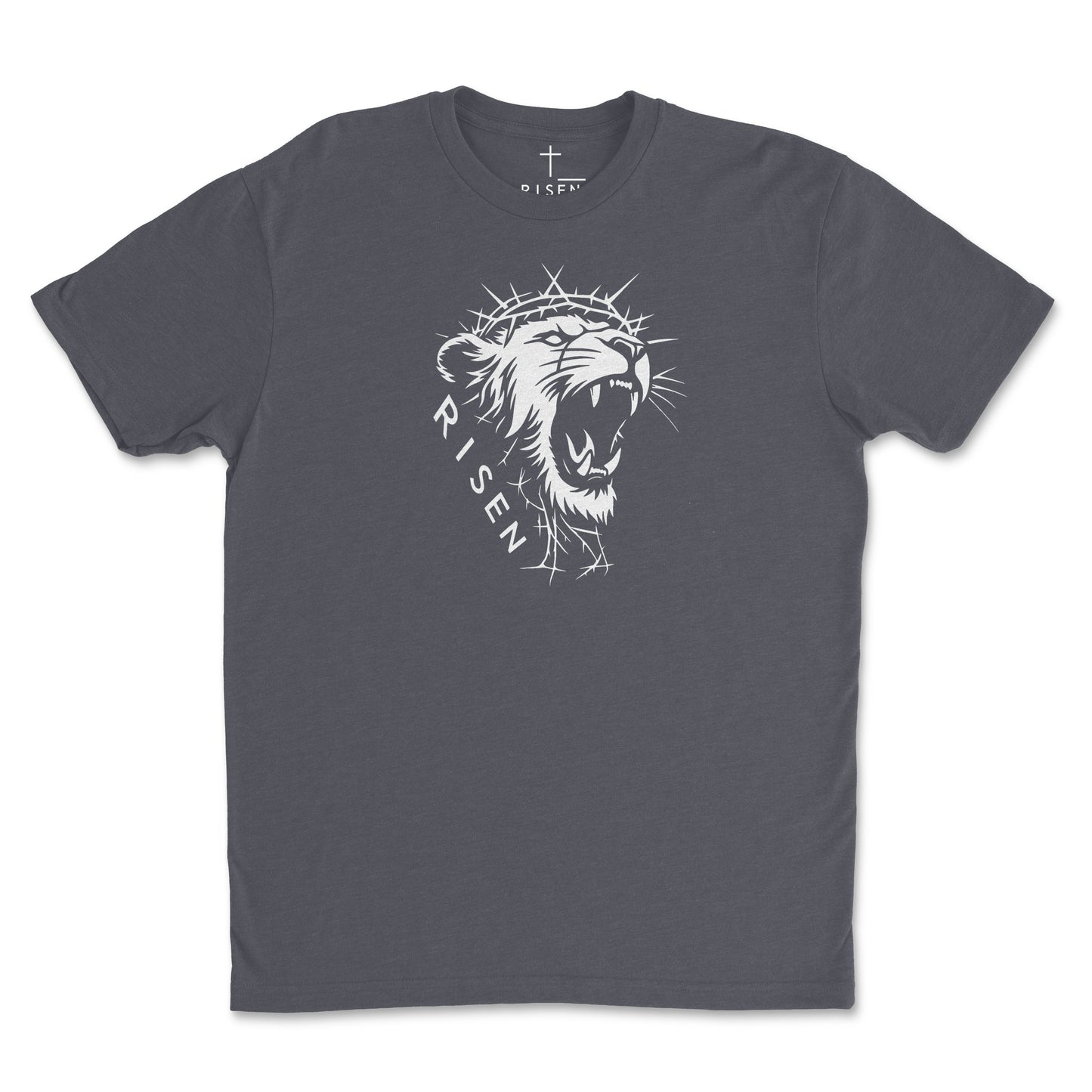 Youth The Risen King - Christian T-Shirt featuring a lion graphic roaring victorious.