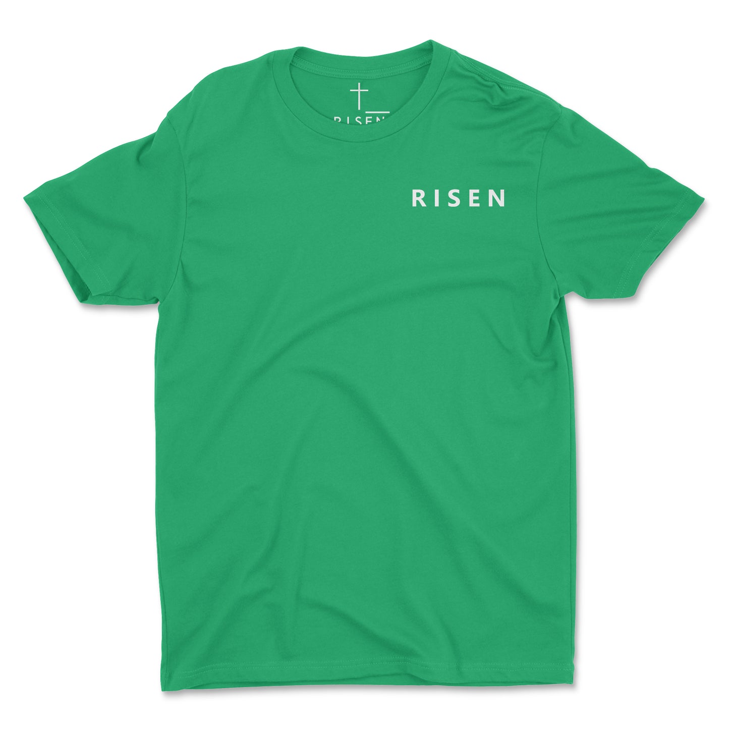 Born to Rise Youth Christian T-Shirt in green featuring RISEN text for young believers.