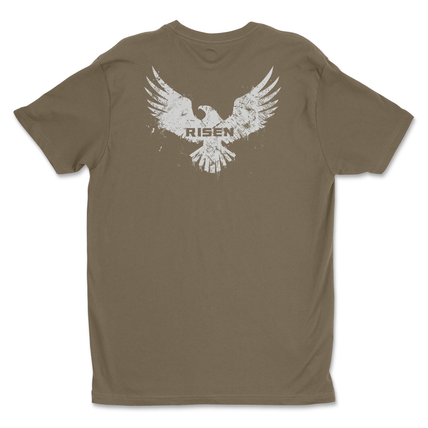 Born to Rise Youth Christian T-Shirt featuring RISEN eagle graphic on a brown background.