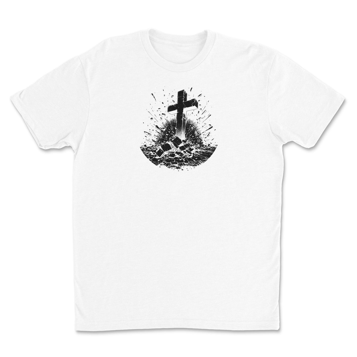 Youth Breakthrough Christian T-Shirt featuring a cross graphic breaking through stone.
