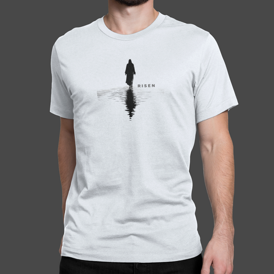 Above the Storm Men’s Christian T-Shirt – RISEN Jersey Graphic Tee