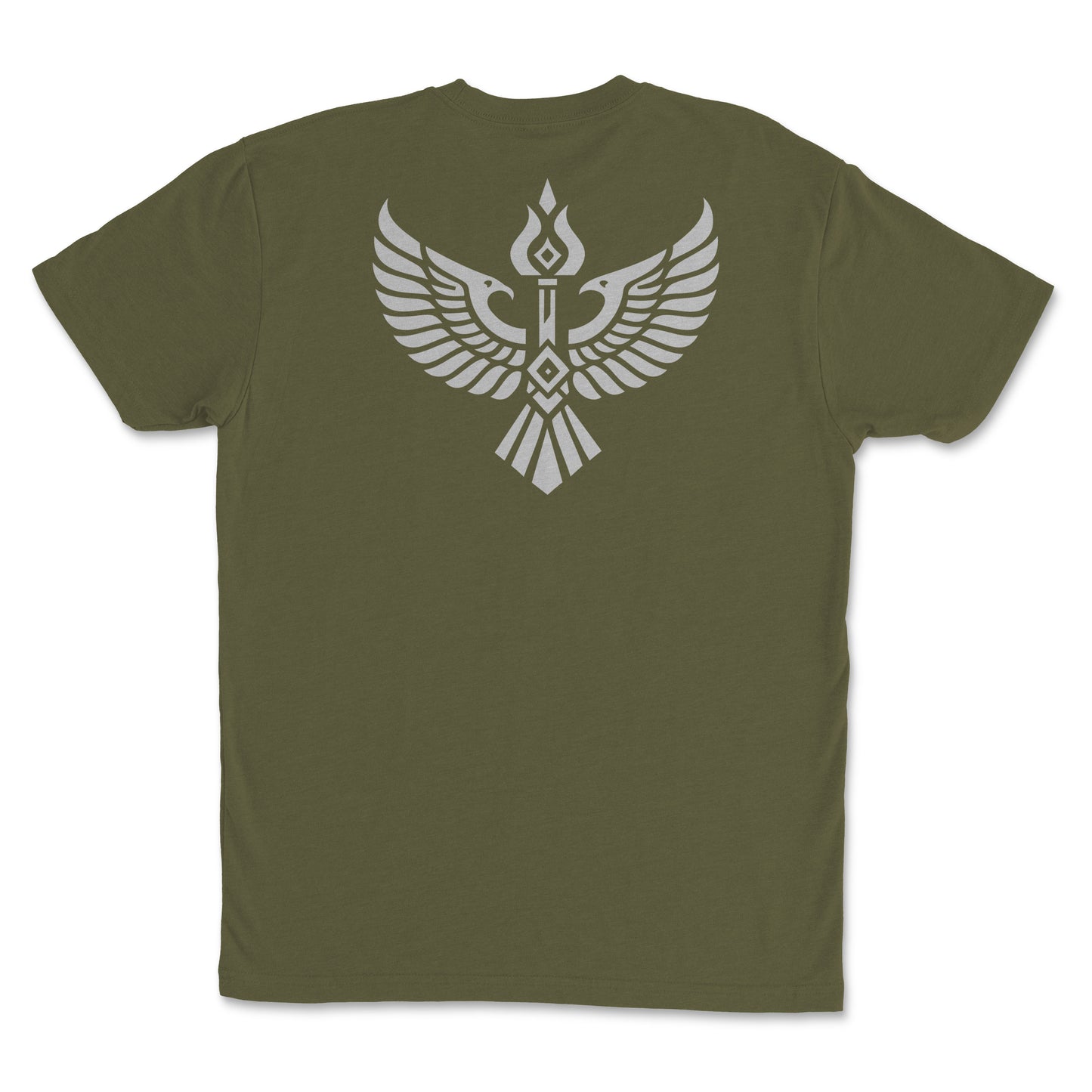 Iron Covenant - Premium Sueded Men's Shirt featuring a bold winged crest design on the back.
