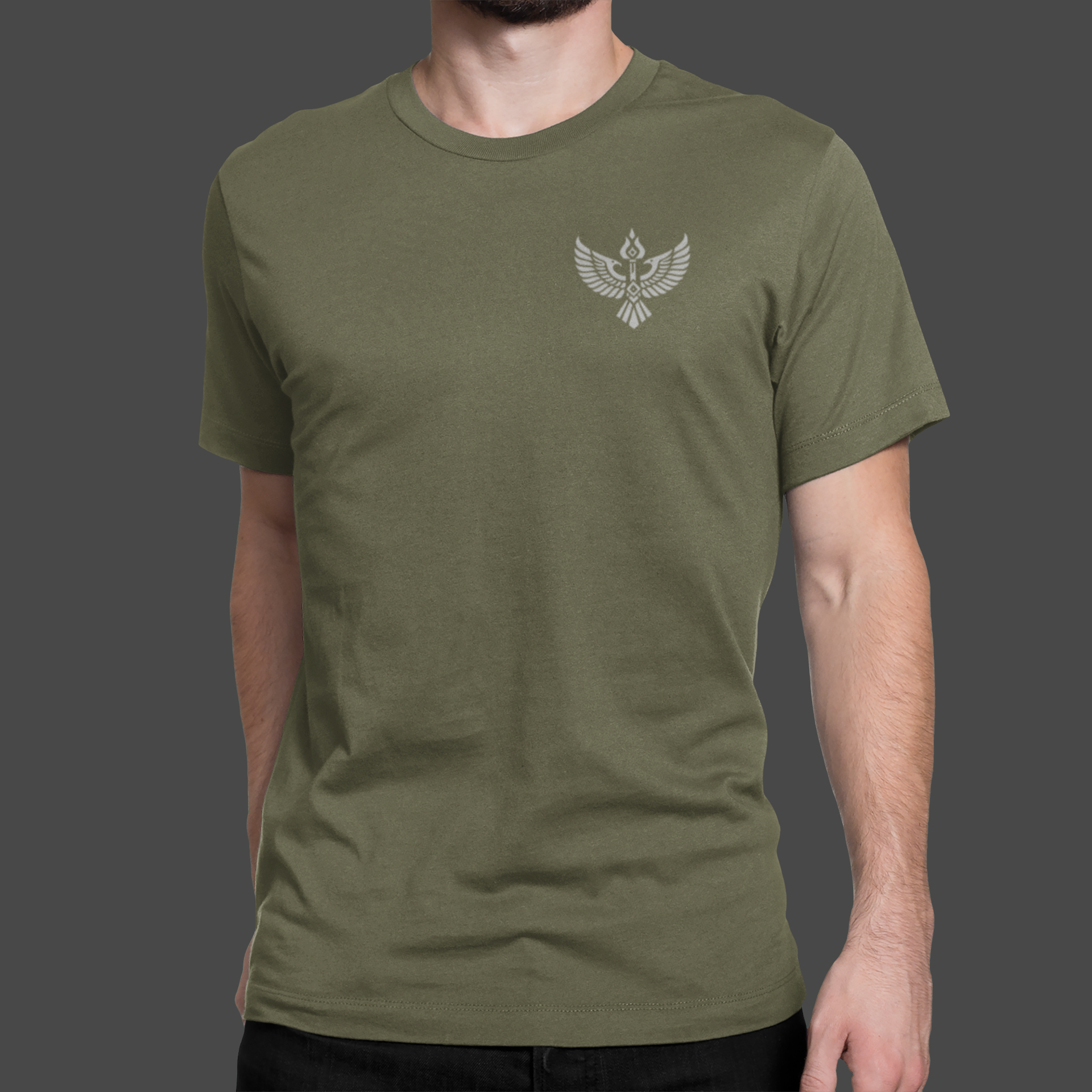 Iron Covenant - Premium Sueded Men's Shirt featuring a bold winged crest design.