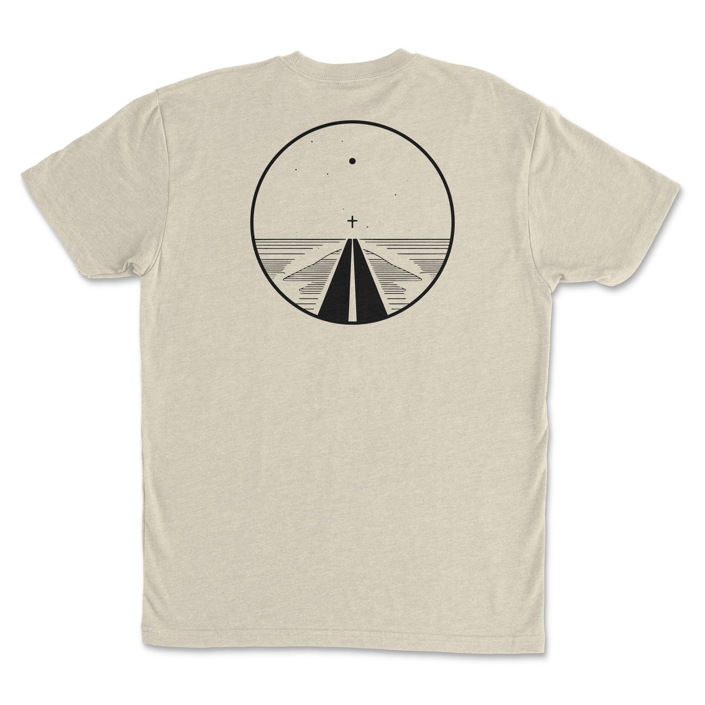 Road to Salvation - Premium Sueded Men's Shirt featuring a minimalist cross and pathway design on the back.